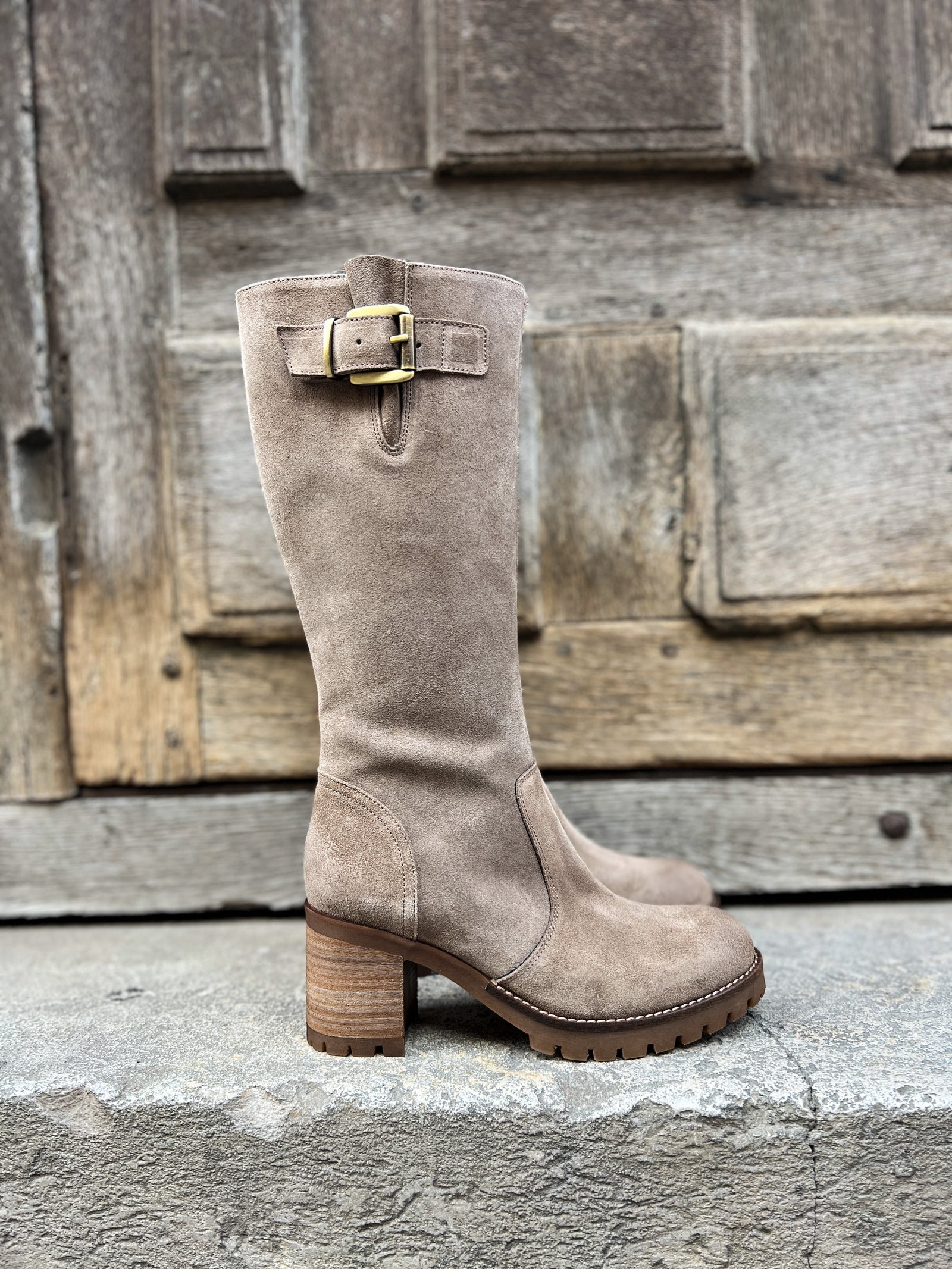 Cavaliere cuir velour Galet