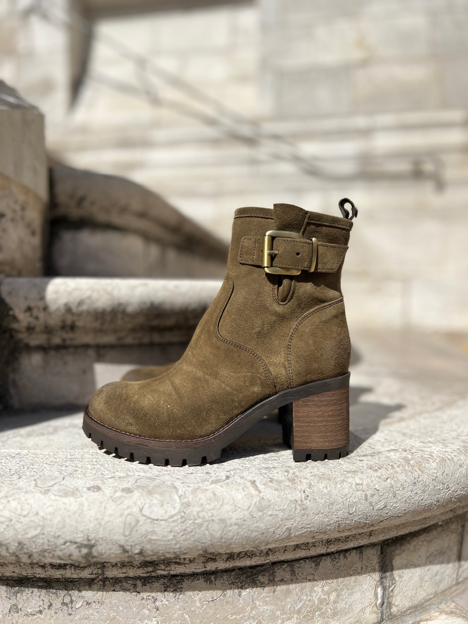 Bikers Haute cuir velour kaki