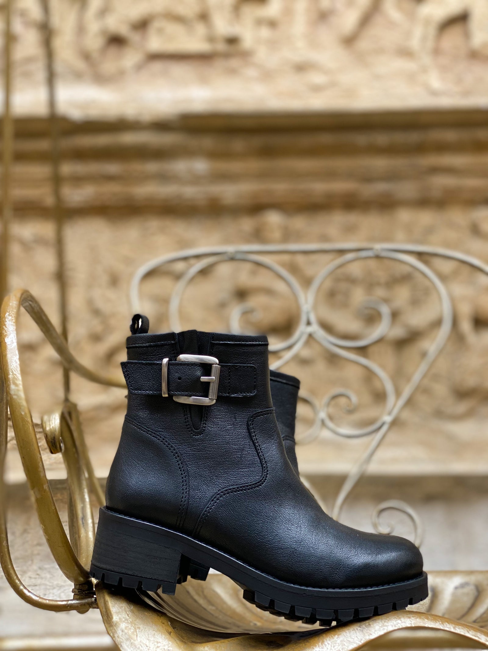 Bikers cuir lisse noir basse