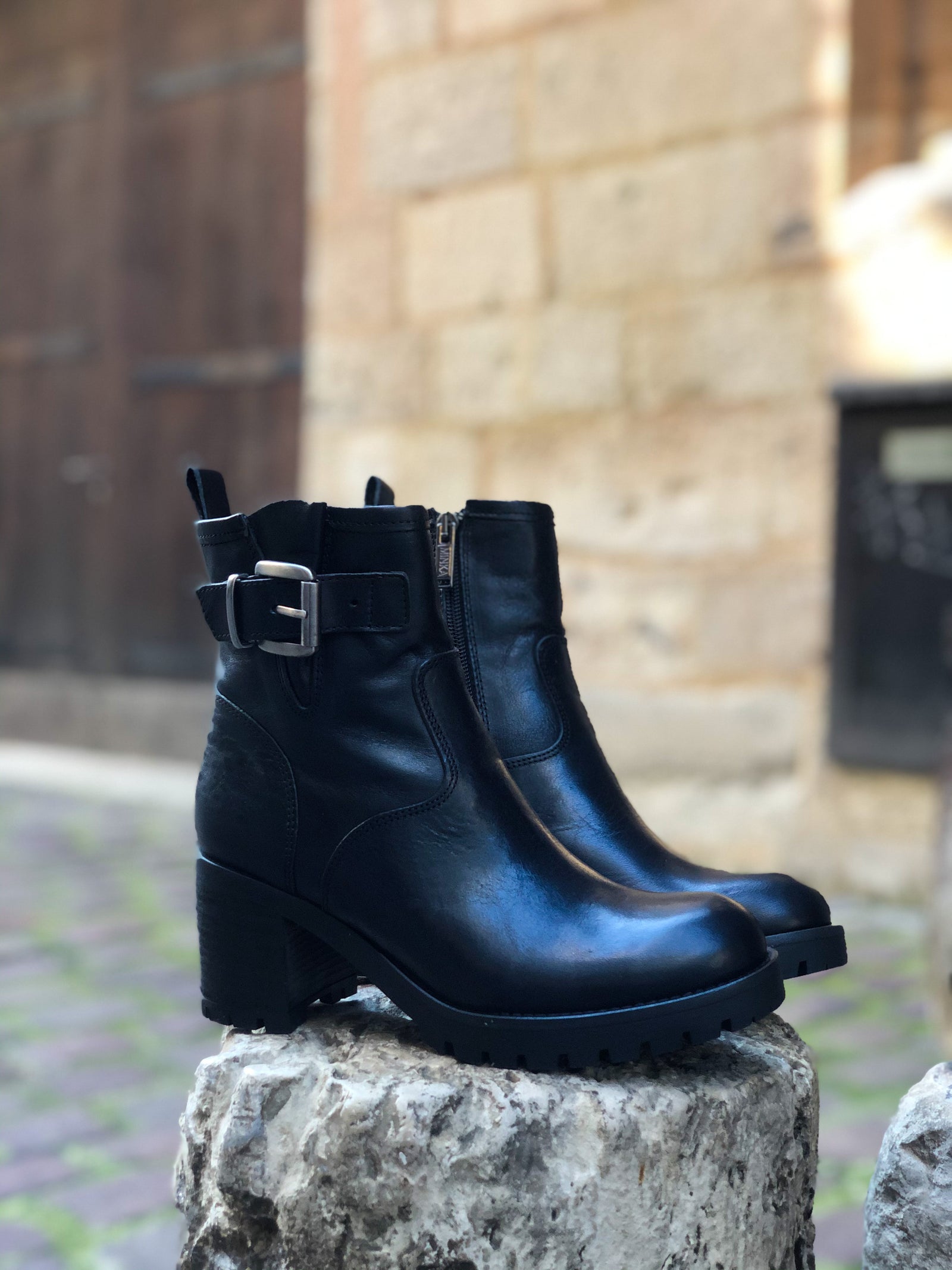 Bikers cuir lisse noir